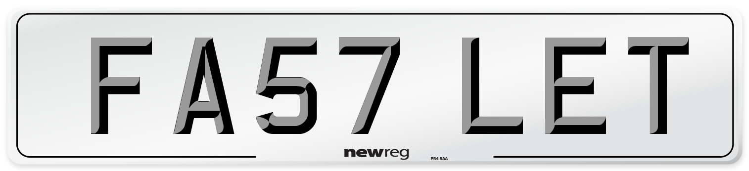 FA57 LET Number Plate from New Reg
